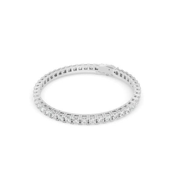 7.01 ctw Diamond 4P Classic 14K White Gold Tennis Bracelet - Picture 2 of 4